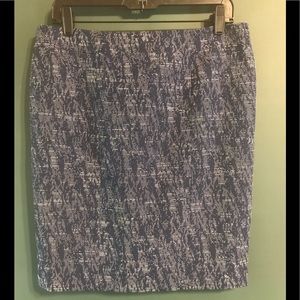 Tahari Pencil Skirt Blue Print Size 12